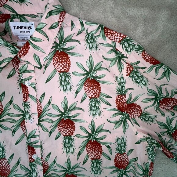 Tunevuse Funky Pink Party Pineapple Print Shirt Hawaiian Mens XL Regular - Picture 2 of 6